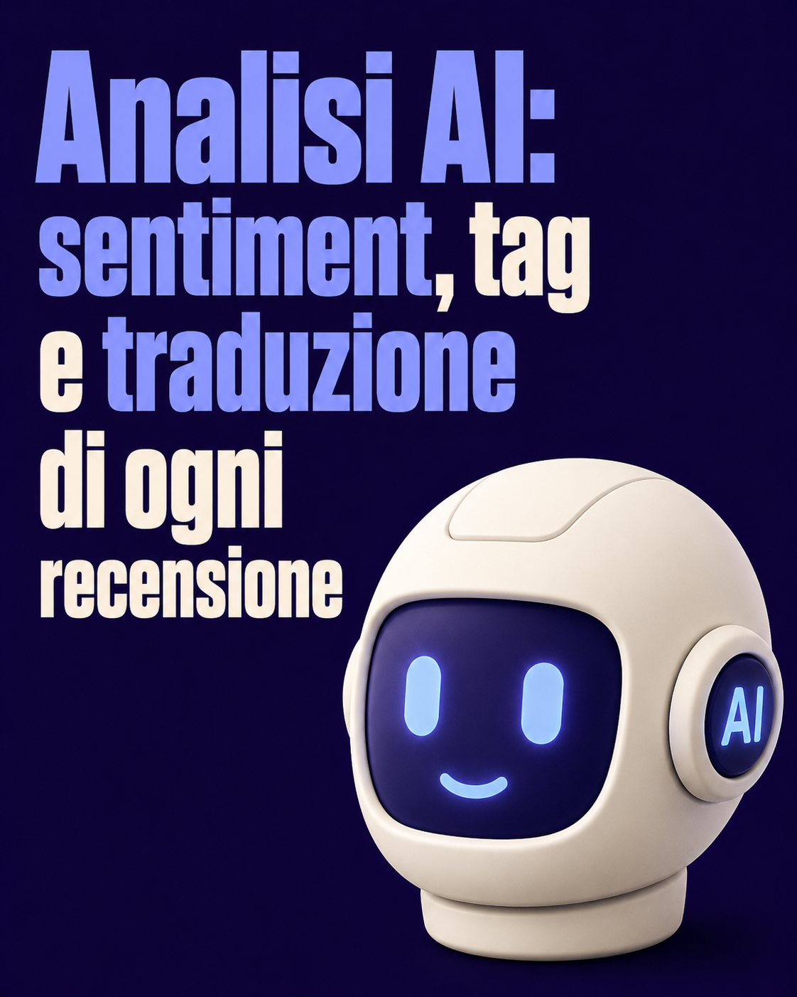 Analisi AI: sentiment, tag e traduzione di ogni recensione